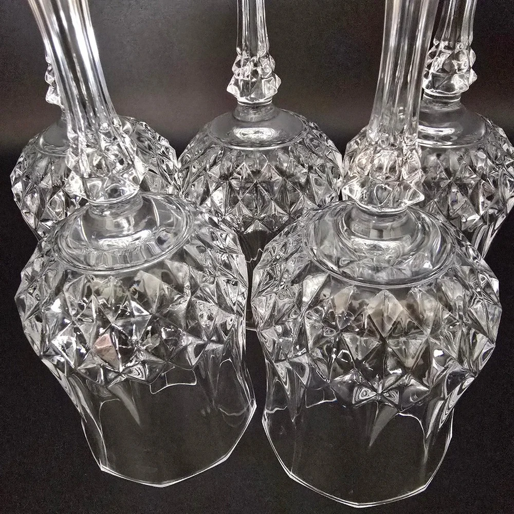 Elegant‎ Set of 5 Crystal D'Arques Cut Wine Glasses Stemware Clear Glassware